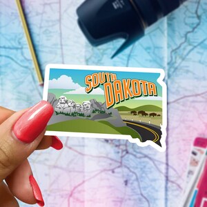 South Dakota Sticker: Glossy Vinyl State Souvenir Decal afbeelding 1