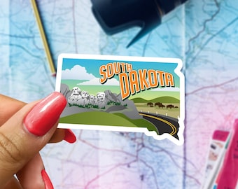 South Dakota Sticker: Glossy Vinyl State Souvenir Decal