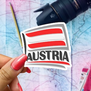 Austria Flag Travel Sticker, Passport Souvenir, Austrian Suitcase Decal, Vacation Stickers