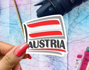 Austria Flag Travel Sticker, Passport Souvenir, Austrian Suitcase Decal, Vacation Stickers