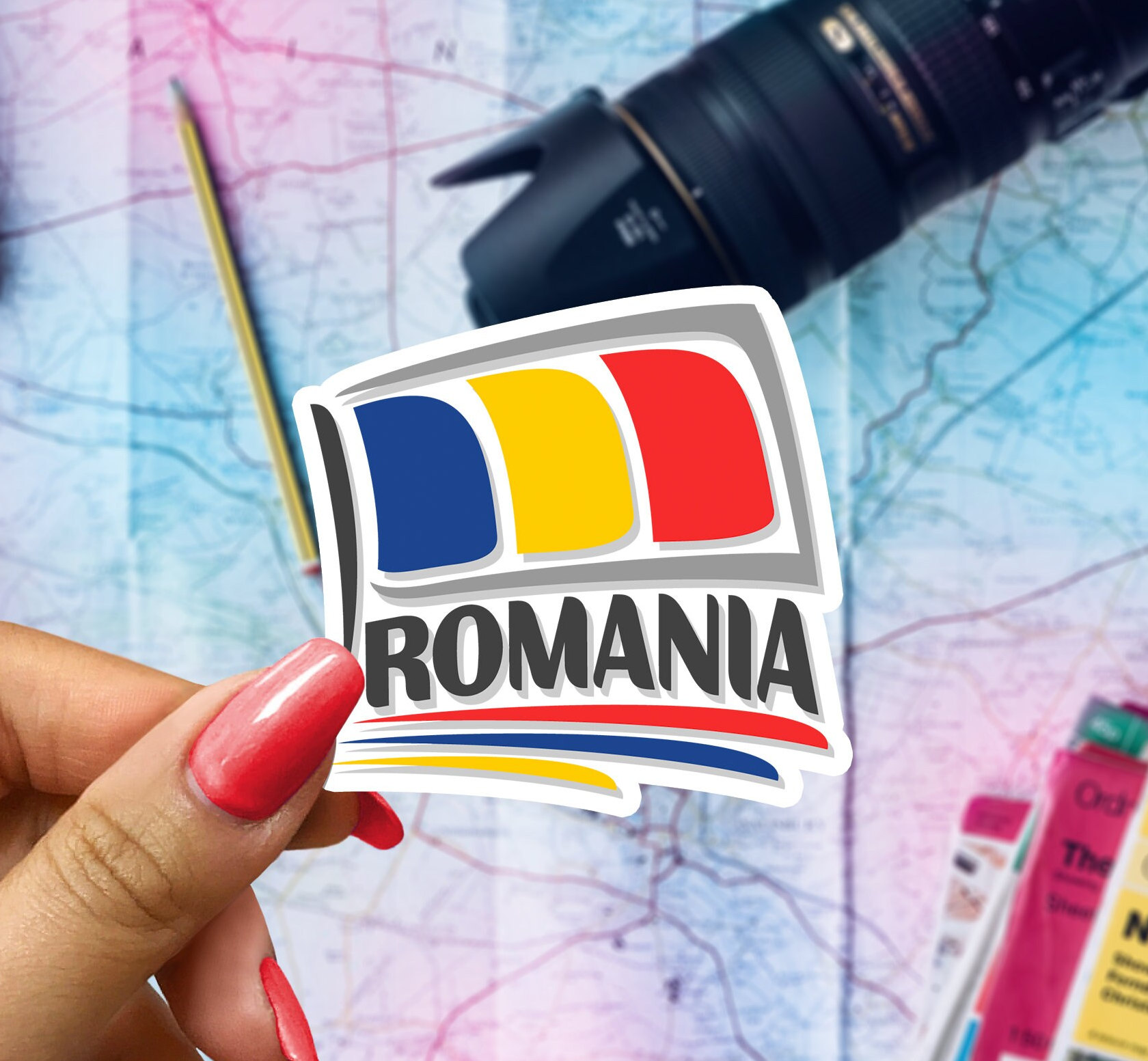 Romania Sticker Romania Flag Travel Sticker, Passport Souvenir, Romanian Suitcase Decal ...