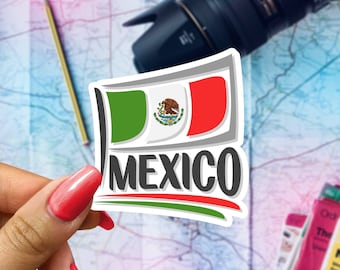 Mexico Flag Travel Sticker, Passport Souvenir, Mexican Suitcase Decal, Vacation Stickers