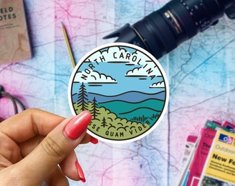 North Carolina Travel Sticker: Gloss Vinyl State Badge Decal