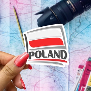 Poland Flag Travel Sticker, Passport Souvenir, Polish Suitcase Decal, Vacation Stickers