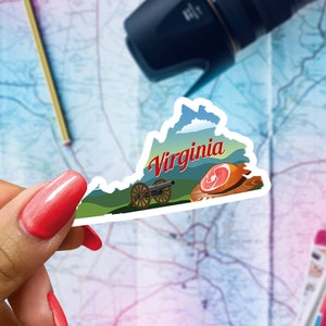 Virginia Travel Sticker, State Souvenir, Virginia Suitcase Decal, Vacation Stickers