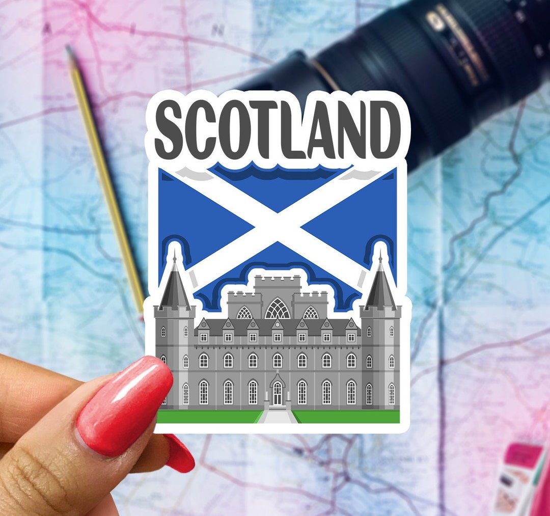Scotland Travel Sticker, Passport Souvenir, Scottish Suitcase Decal