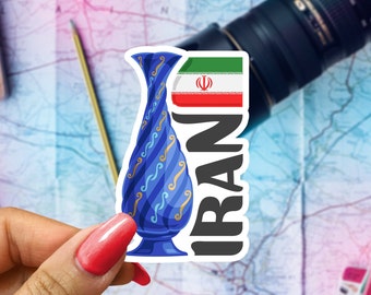 Iran Travel Sticker, Passport Souvenir, Persian Suitcase Decal, Vacation Stickers