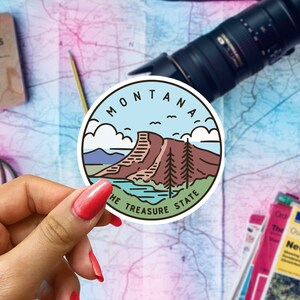Montana Travel Sticker, State Badge Souvenir, Montana Suitcase Decal, Vacation Stickers