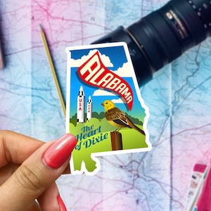 Alabama Travel Sticker, State Souvenir, Alabama Suitcase Decal, Vacation Stickers