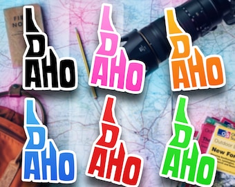 Pegatina de viaje de Idaho, recuerdo del estado, calcomanía de maleta de Idaho, pegatinas de vacaciones