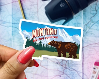 Montana Travel Sticker, State Souvenir, Montana Suitcase Decal, Vacation Stickers