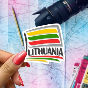 Lithuania Flag Travel Sticker, Passport Souvenir, Lithuanian Suitcase Decal, Vacation Stickers