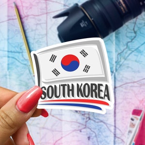 South Korea Flag Travel Sticker, Passport Souvenir, South Korean Suitcase Decal, Vacation Stickers