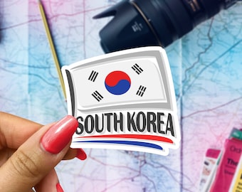 South Korea Flag Travel Sticker, Passport Souvenir, South Korean Suitcase Decal, Vacation Stickers