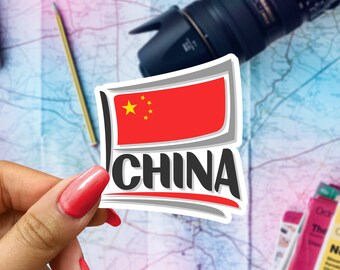 China Flag Travel Sticker, Passport Souvenir, Chinese Suitcase Decal, Vacation Stickers