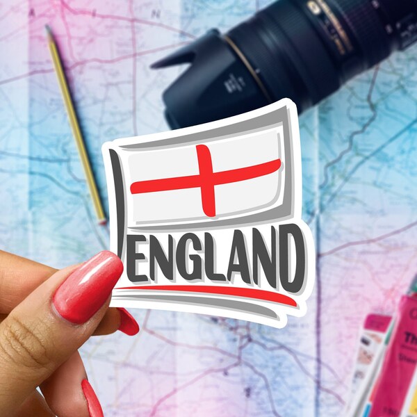 England Flag Travel Sticker, Passport Souvenir, English Suitcase Decal, Vacation Stickers