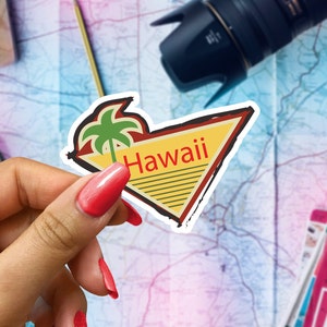 Retro Hawaii Travel Sticker, State Souvenir, Hawaii Suitcase Decal, Vacation Stickers