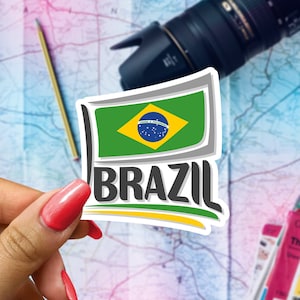 Brazil Flag Travel Sticker, Passport Souvenir, Brazilian Suitcase Decal, Vacation Stickers