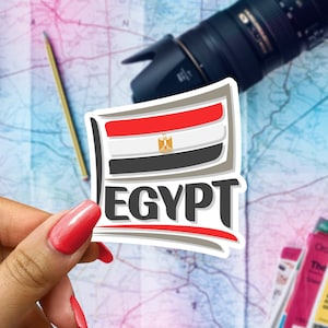 Egypt Flag Travel Sticker, Passport Souvenir, Egyptian Suitcase Decal, Vacation Stickers