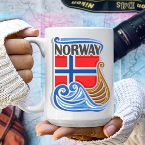 Norwegian Inspired Travel Coffee Mug - Nordic Design, Norway Souvenir