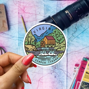 Virginia Travel Sticker, State Badge Souvenir, Virginia Suitcase Decal, Vacation Stickers
