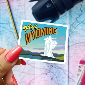 Wyoming Travel Sticker, State Souvenir, Wyoming Suitcase Decal, Vacation Stickers