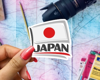 Japan Flag Travel Sticker, Passport Souvenir, Japanese Suitcase Decal, Vacation Stickers