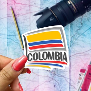 Colombia Flag Travel Sticker, Passport Souvenir, Colombian Suitcase Decal, Vacation Stickers