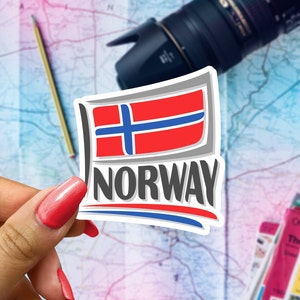 Norway Flag Travel Sticker, Passport Souvenir, Norwegian Suitcase Decal, Vacation Stickers