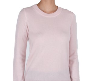 100% Pure Cashmere Sweaters for Women | Crew Neck Pullover | Color Petal Pink