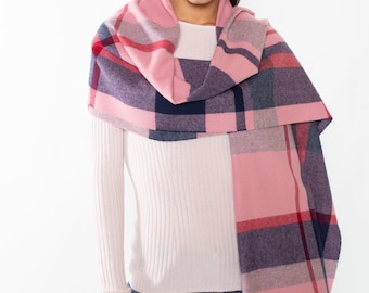 Jennie liu women 100% cashmere shawl wraps | Color : Pink Navy Red