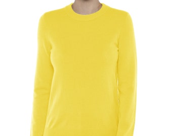 100% Pure Cashmere Sweaters for Women | Crew Neck Pullover | Color Lime