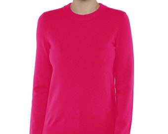 100% Pure Cashmere Sweaters for Women | Crew Neck Pullover | Color Azalea