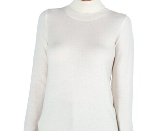 100% Pure Cashmere Sweaters for Women | Turtleneck Pullovers | Color Cream