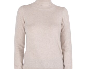 Suéteres 100% Puro Cashmere para Mujer / Jerséis de Cuello Alto / Color Avena