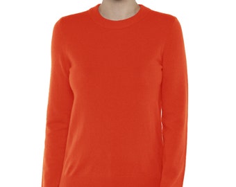 100% Pure Cashmere Sweaters for Women | Crew Neck Pullover | Color Tomato