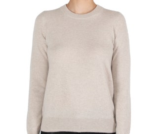 100% Pure Cashmere Sweaters for Women | Crew Neck Pullover | Color Oatmeal