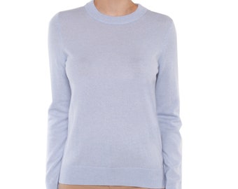 100% Pure Cashmere Sweaters for Women | Crew Neck Pullover | Color Sky