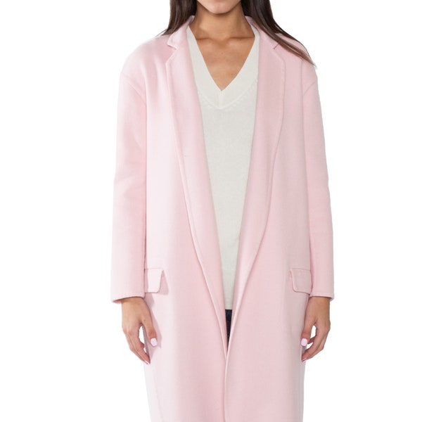 Jennie liu women's cashmere wool double-faced lapel coat | Color : Pink