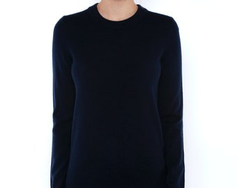 100% Pure Cashmere Sweaters for Women | Crew Neck Pullover | Color Navy