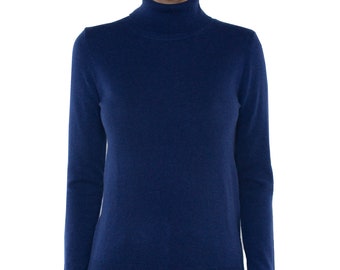 Suéteres 100% Puro Cashmere para Mujer / Jerséis de Cuello Alto / Color Azul