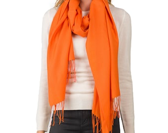 JENNIE LIU Damen 80 "X 28" Gewebe Wight Wolle Kaschmir Wrap | Farbe : Orange