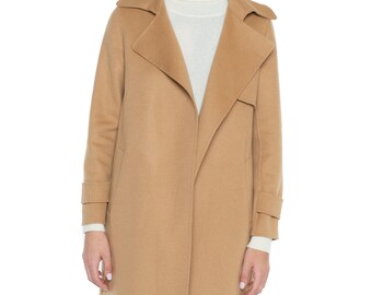 Women's cashmere wool double-faced trench coat | color : Camel