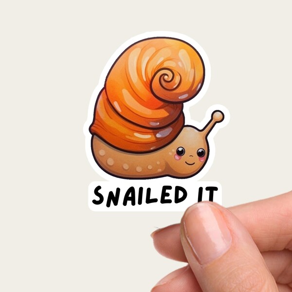 Snailed It Snail Sticker // Snail Lover, Funny, Motivational, Cute Vinyl Decal, Water Bottle Sticker, Laptop Sticker, Orange Snail