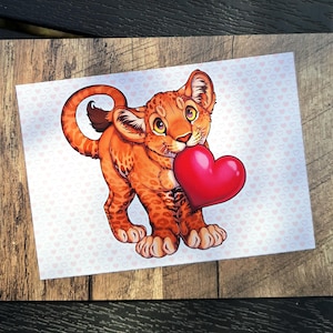 Carte postale de la Saint-Valentin - Lionceau