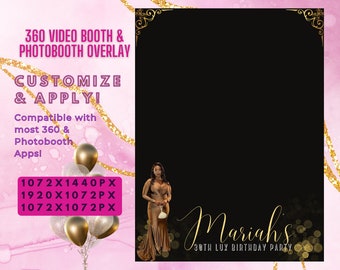 Anpassbare 360 Video Booth & Photo Booth Geburtstag Overlay