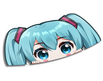 Hatsune Miku Peeker | Vocaloid | Sticker | Anime | Decal | Kawaii