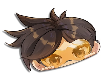 Overwatch Tracer Peeker Sticker: Anime Kawaii Decal