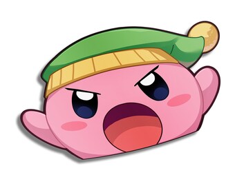 Sword Kirby Peeker | Kawaii | Chibi | Power Up | Sticker