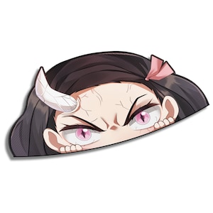 Demon Girl Peeker | Anime | Sticker | Kawaii | Cute | Horned | Manga